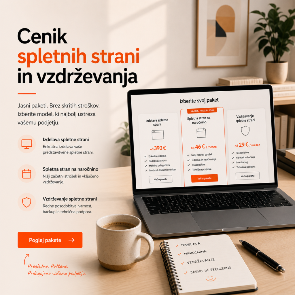 Cenik spletnih strani za mala podjetja